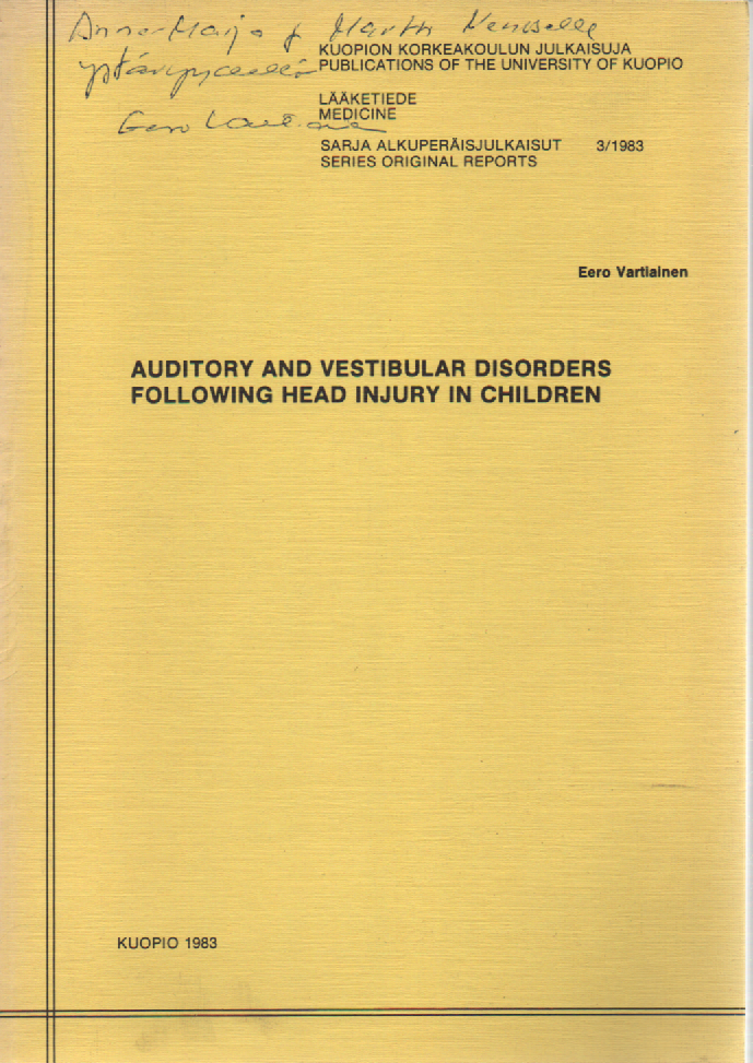 Auditory and vestibular disorders following head injury in chidren