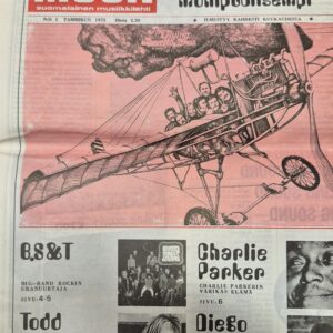 Musa-suomalainen musiikkilehti N:o 1 Tammikuu 1975 : B.S and T big-band rockin uranuurtaja, Charlie Parker, Todd Rundgren, Diego Blanco