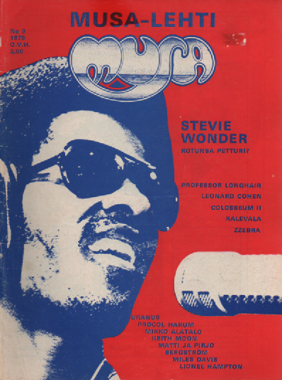 Musa-lehti N:o 9 1975 : Stevie Wonder rotunsa petturi?, Professor Longhair, Leonard Cohen, Colosseum II, Kalevala, Zzebra