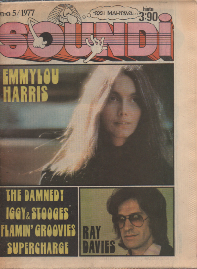 Soundi 1977-5 : Emmylou Harris, The Damned!, Iggy & Stooges, Flamin` Groovies, Supercharge, Ray Davies